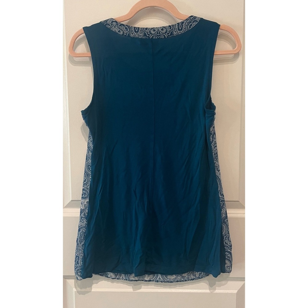 New York & Company Blouse Womens M Teal Paisley Shell Tank 1644 - Picture 2 of 12
